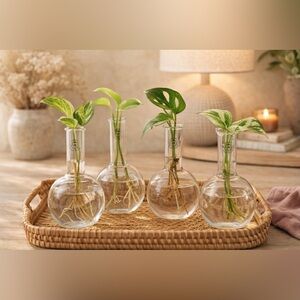 Vintage Pyrex Lab Flasks 250 ML Set of 4 Apothecary Flat Bottom Propagation Vase